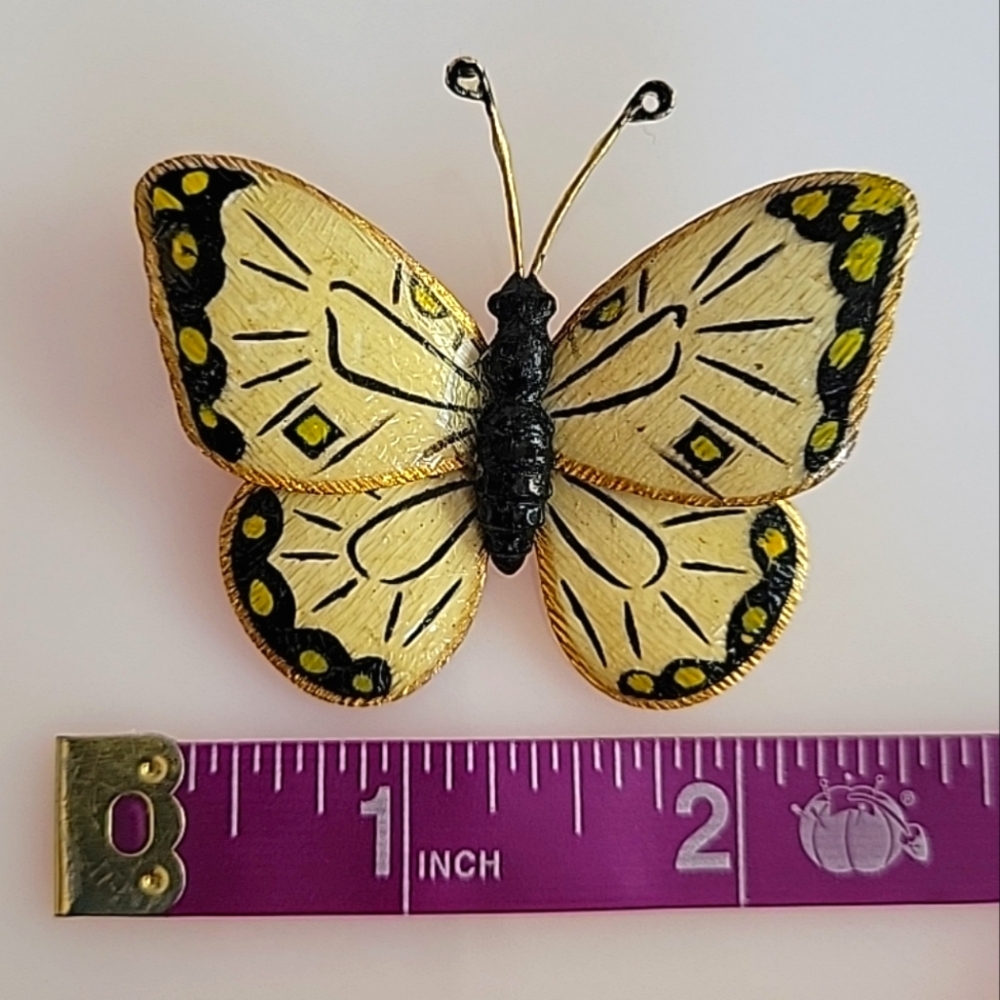 ***Sold*** Vintage Butterfly Brooch Pin Black and Gold Tone Vintage Signed Weiss - Picture 10 of 10
